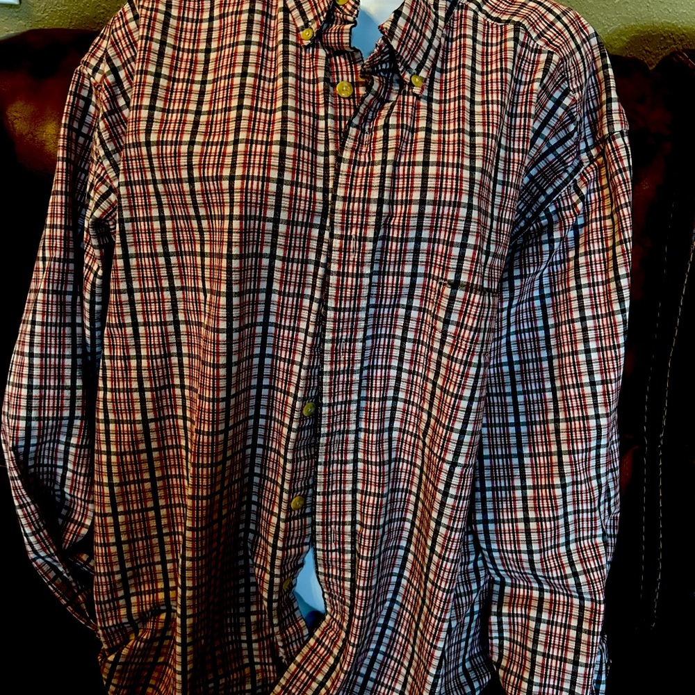 EDDIE BAUER XLG button down long sleeve heavy cotton shirt